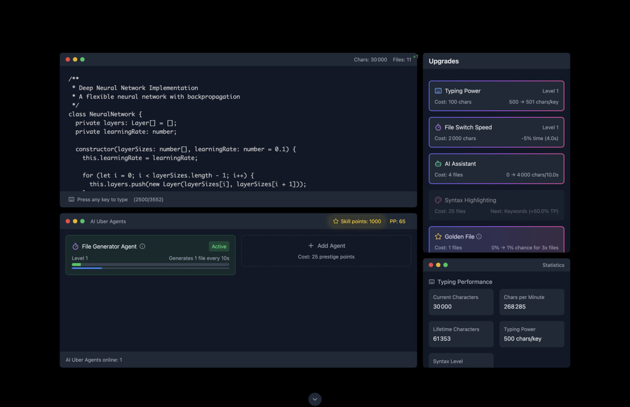 Скриншот Yet Another Incremental Game (but this time about coding)