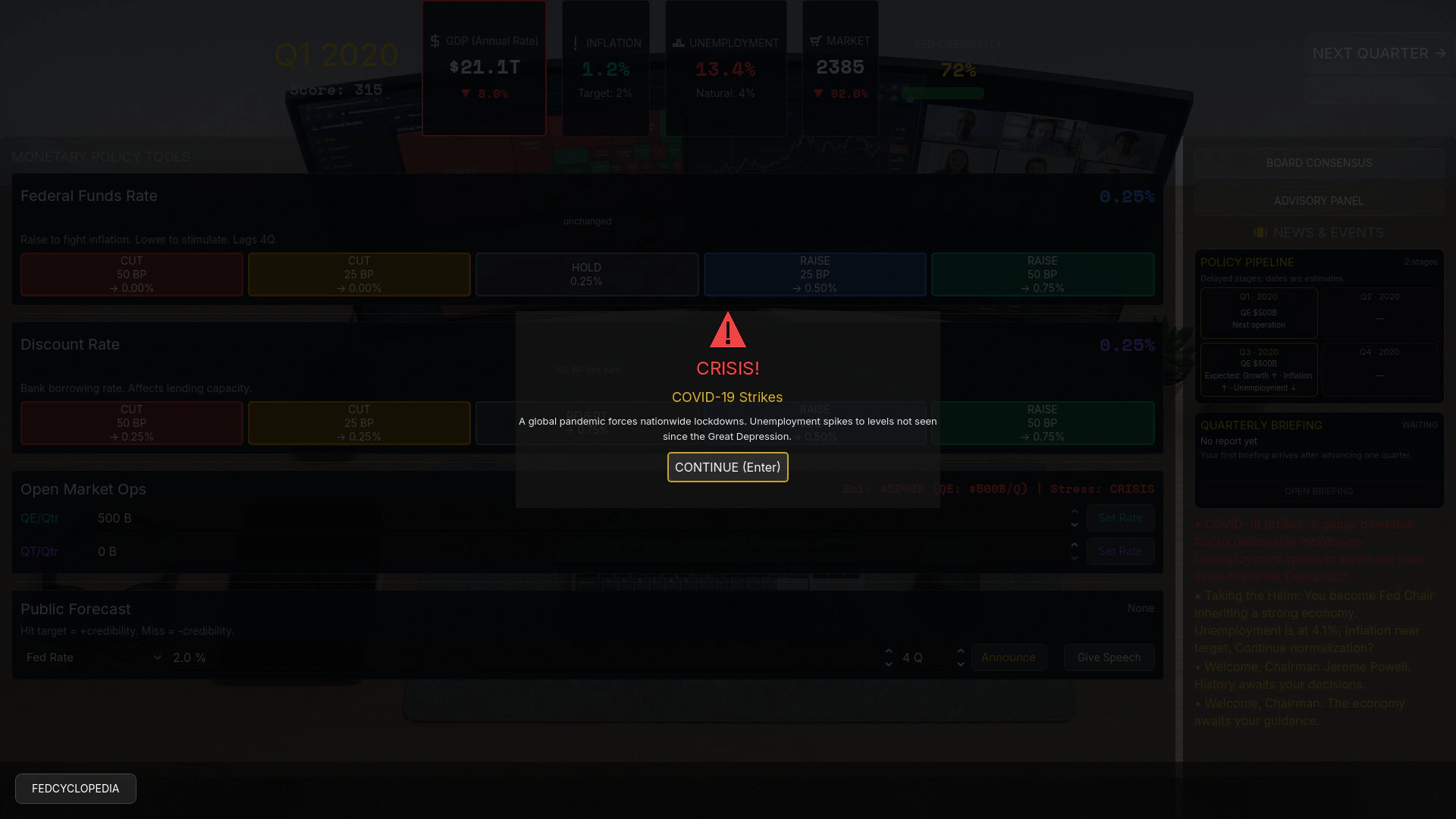 Скриншот Federal Reserve Simulator (Федерал Резерв Симулятор)